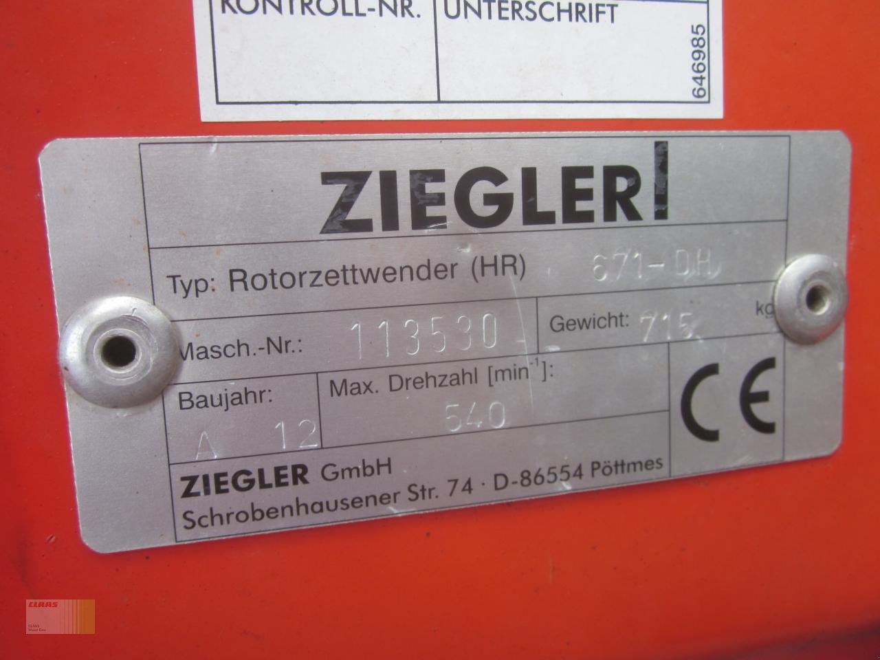 Kreiselheuer des Typs Ziegler HR 671 - DH, Gebrauchtmaschine in Neerstedt (Bild 8)