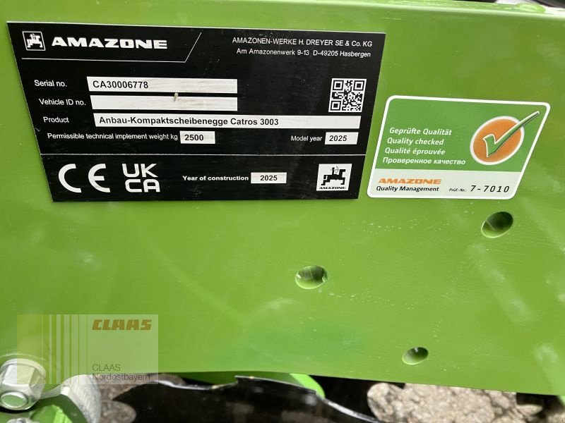 Kurzscheibenegge des Typs Amazone CATROS+ 3003 SPECIAL, Neumaschine in Cham (Bild 14)