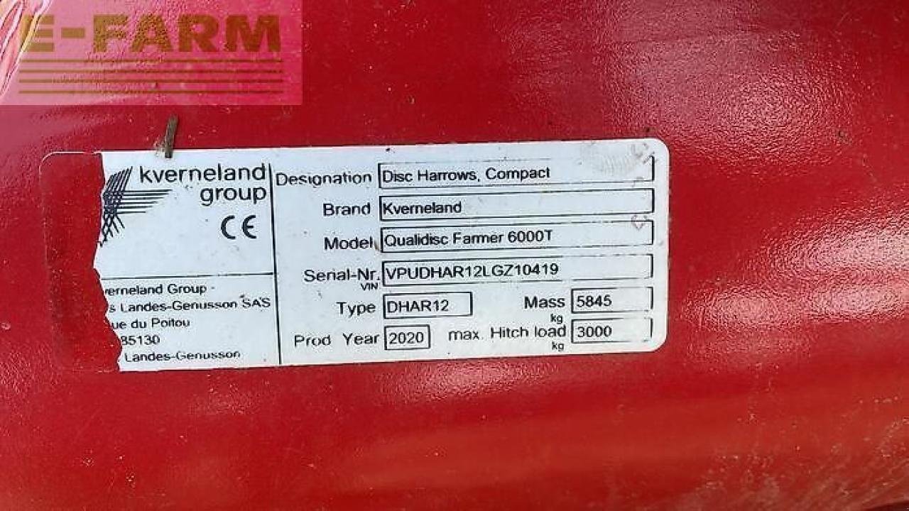 Kurzscheibenegge des Typs Kverneland qualidisc farmer 6000 t, Gebrauchtmaschine in ELEJA (Bild 5)