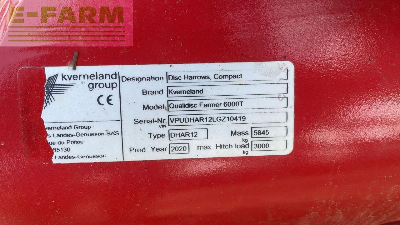 Kurzscheibenegge Türe ait Kverneland Qualidisc Farmer 6000T, Gebrauchtmaschine içinde ELEJA (resim 5)