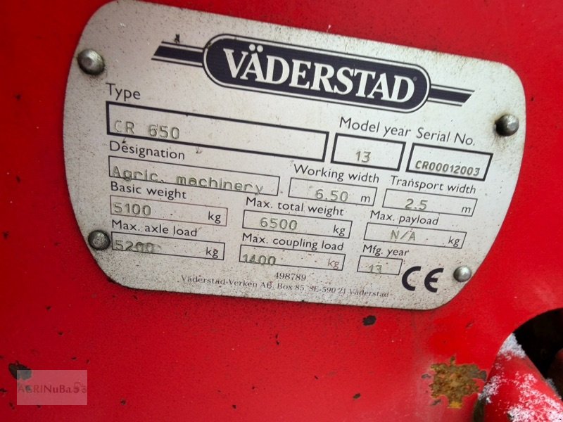 Kurzscheibenegge Türe ait Väderstad Carrier CR 650 CrossCutter, Gebrauchtmaschine içinde Prenzlau (resim 13)