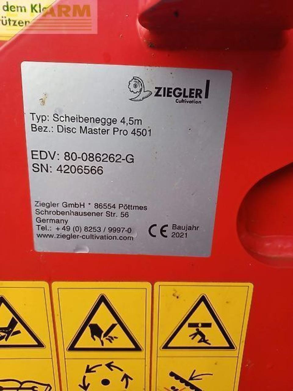 Kurzscheibenegge tip Ziegler discmaster pro 4501, Gebrauchtmaschine in STAPEL (Poză 8)