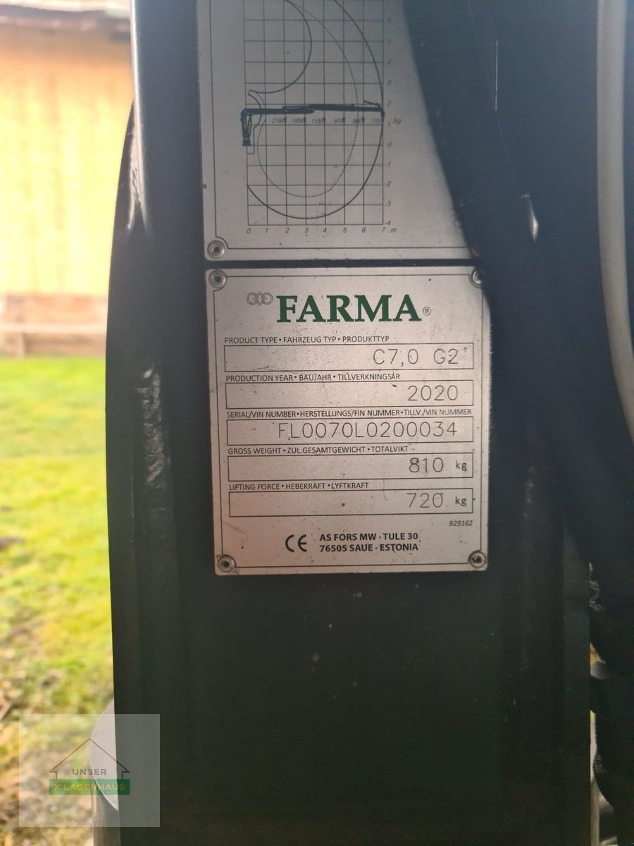 Ladekrane & Rückezange typu Farma Farma Traktorkran C7,0 G2, Gebrauchtmaschine w Hartberg (Zdjęcie 6)