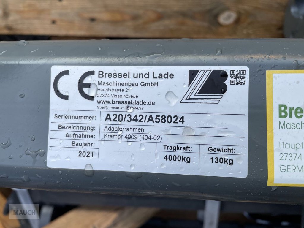 Ladeschaufel typu Bressel & Lade Adapter von Kramer auf Dreipunkt verstellbar, Neumaschine w Burgkirchen (Zdjęcie 8)