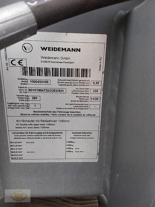 Ladeschaufel tip Weidemann  4 in 1 Schaufel 1250 mm mit Reißzähnen Weidemann HV, Gebrauchtmaschine in Mühlhausen-Görmar (Poză 5)