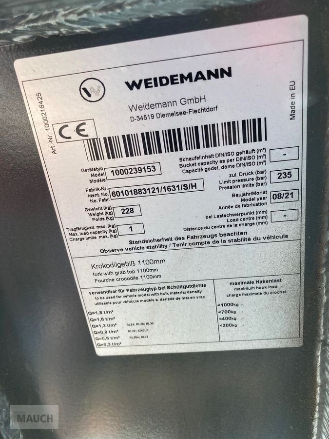 Ladeschaufel des Typs Weidemann  Kroko 2 Zylinder Weidemann HV neuwertig, Gebrauchtmaschine in Burgkirchen (Bild 4)