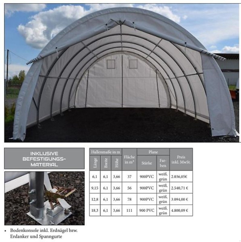 Lagerhalle a típus Sonstige Lagerhalle Lagerzelt Tunnelhalle Zelthalle 6x6m NEU, Neumaschine ekkor: Rodeberg OT Eigenrieden (Kép 10)