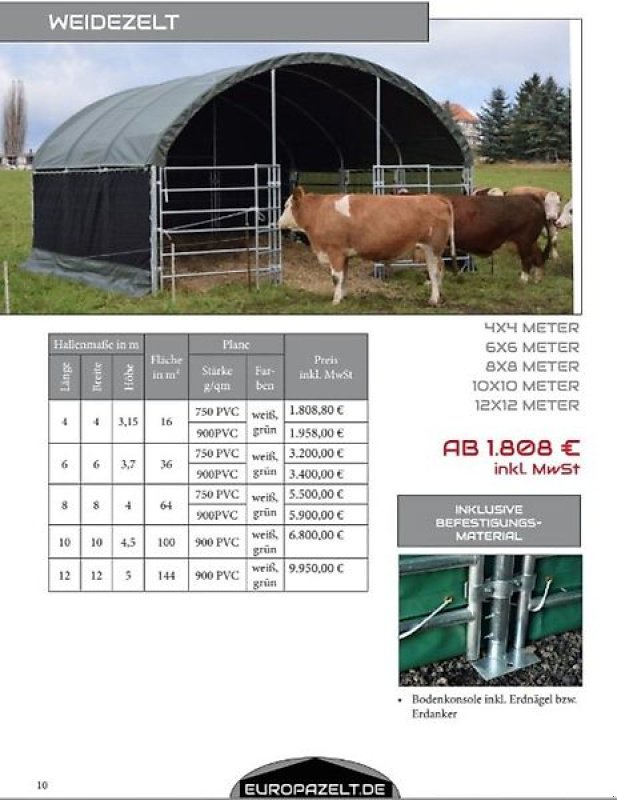 Lagerhalle del tipo Sonstige Weidezelt Unterstand 4x4m Landwirtschaft mobil ganzjährig, Gebrauchtmaschine en Rodeberg OT Eigenrieden (Imagen 6)