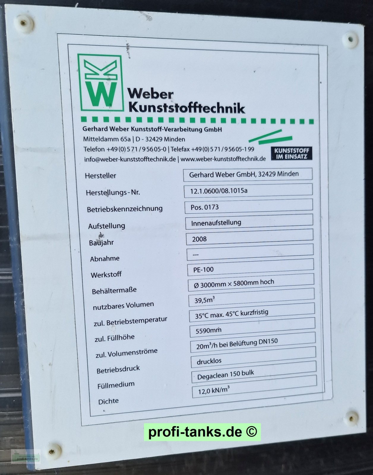 Lagertank des Typs Sonstige P432 gebrauchter 39.500 L Kunststofftank PE-100-Tank Wassertank Zisterne Chemietank, Gebrauchtmaschine in Hillesheim (Bild 11)