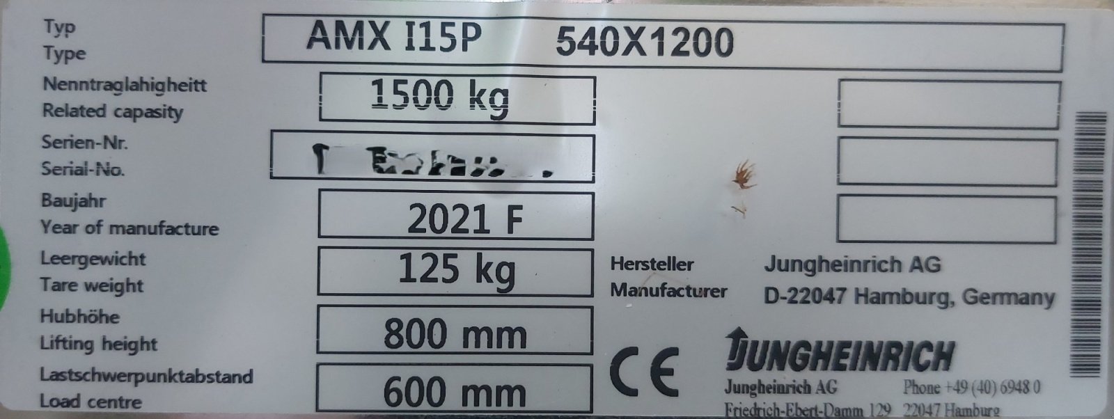 Lagertechnik & Transportieren typu Jungheinrich AMX I15P, Gebrauchtmaschine v Mühlgraben (Obrázek 3)