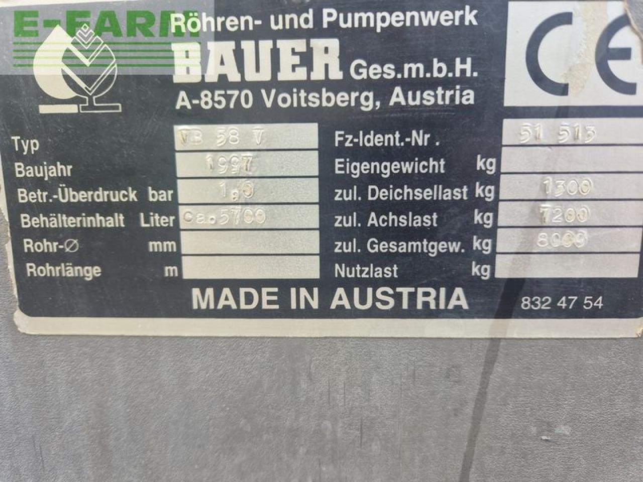 LKW от тип Bauer vb 58 v güllefass, Gebrauchtmaschine в SANKT MARIENKIRCHEN BEI SCHÄRDING (Снимка 11)