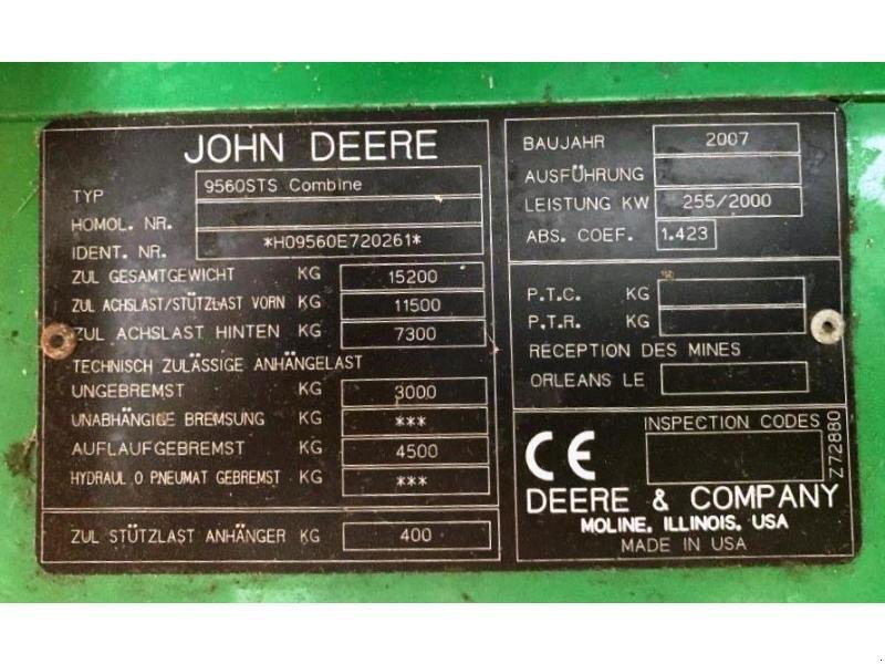Mähdrescher типа John Deere 9560i STS, Gebrauchtmaschine в SAINT-GERMAIN DU PUY (Фотография 11)