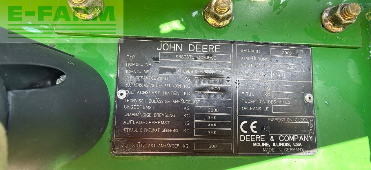 Mähdrescher typu John Deere 9880 STS, Gebrauchtmaschine v BRAMMING (Obrázek 12)