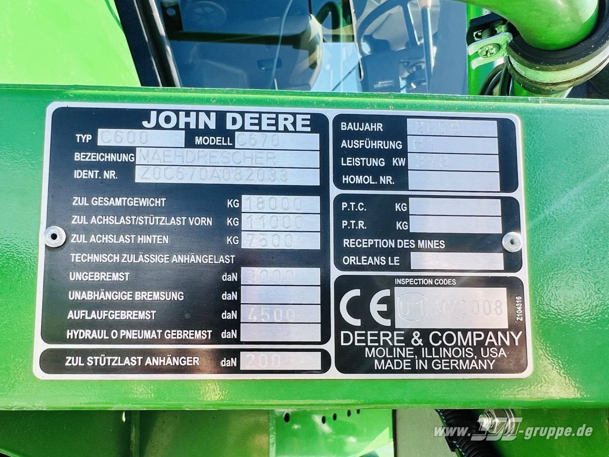 Mähdrescher du type John Deere C670, Gebrauchtmaschine en Sülzetal OT Altenweddingen (Photo 13)