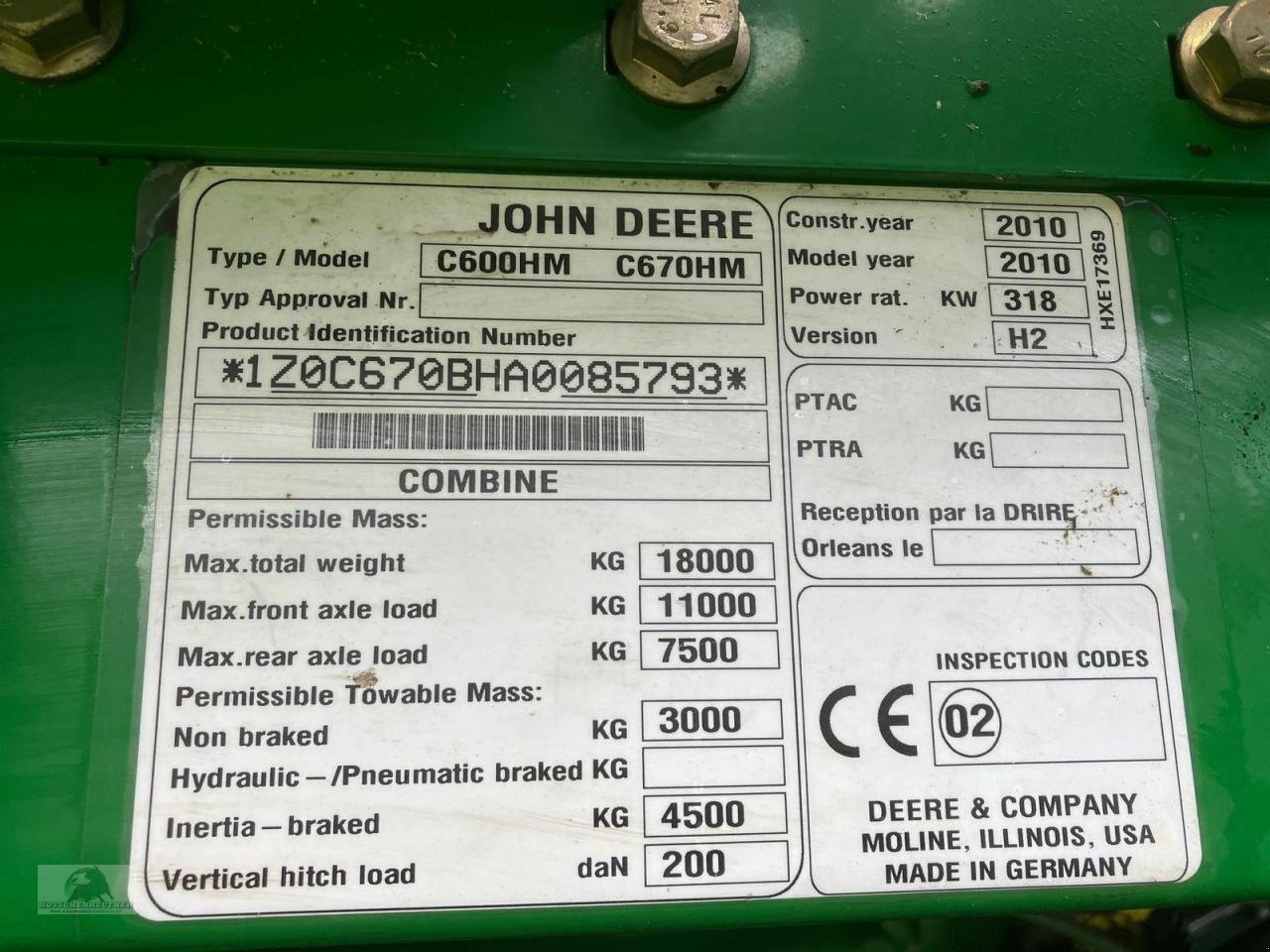 Mähdrescher typu John Deere C670HM, Gebrauchtmaschine w Triebes (Zdjęcie 7)