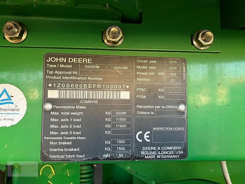 Mähdrescher tip John Deere S 680 i HM *Allrad*, Gebrauchtmaschine in Salsitz (Poză 13)