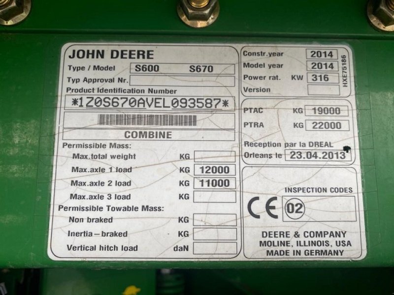 Mähdrescher des Typs John Deere S670i, Gebrauchtmaschine in LE PONT CHRETIEN (Bild 5)