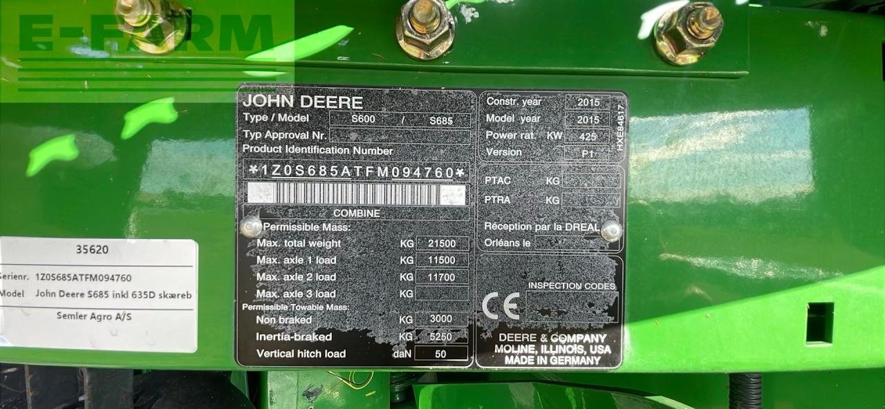 Mähdrescher typu John Deere S685, Gebrauchtmaschine w BRAMMING (Zdjęcie 12)