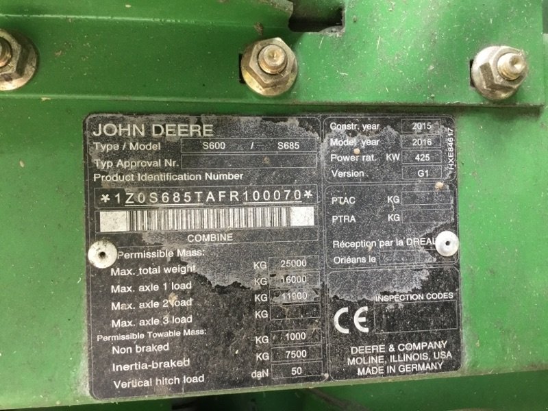Mähdrescher del tipo John Deere S685i MY16 ProD 20, Gebrauchtmaschine In Neubrandenburg (Immagine 5)