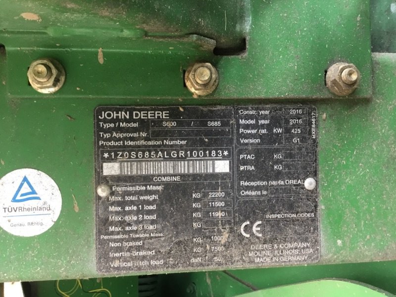 Mähdrescher typu John Deere S685i MY16 ProD 20, Gebrauchtmaschine w Neubrandenburg (Zdjęcie 7)