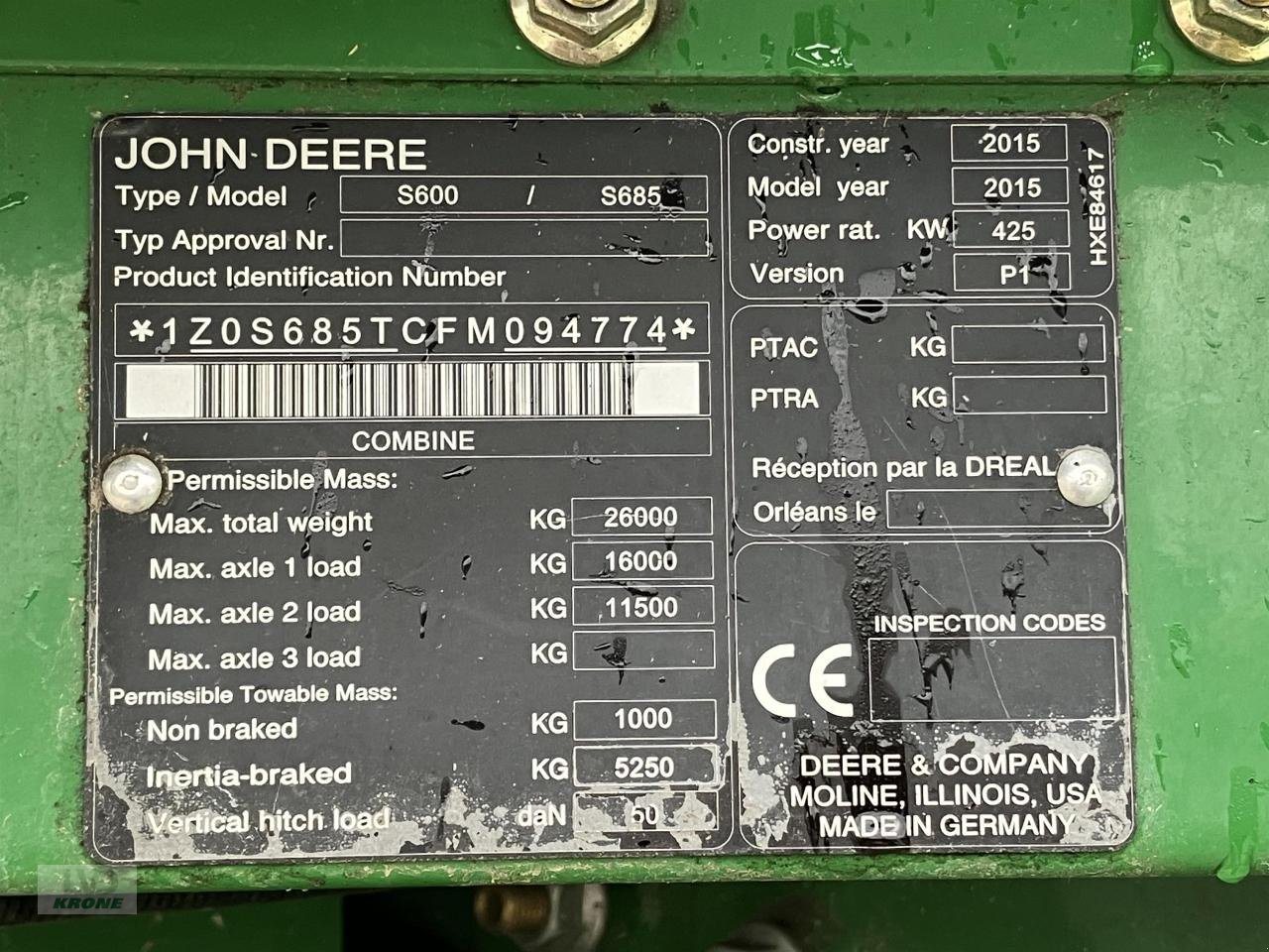 Mähdrescher des Typs John Deere S685i, Gebrauchtmaschine in Zorbau (Bild 2)