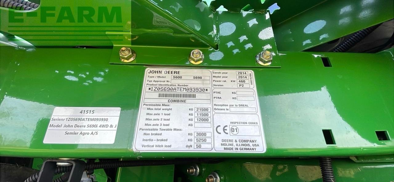 Mähdrescher Türe ait John Deere S690, Gebrauchtmaschine içinde BRAMMING (resim 12)