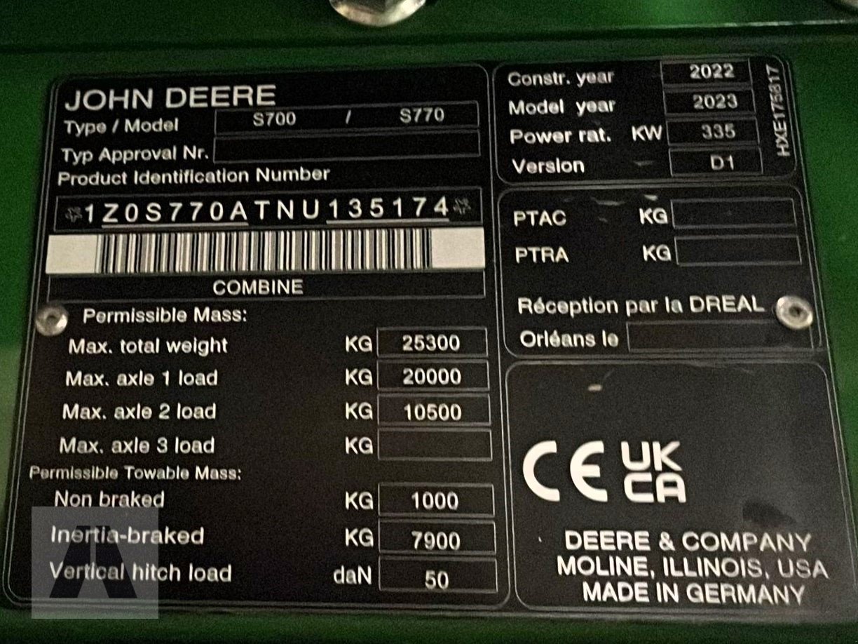 Mähdrescher des Typs John Deere S770i, Gebrauchtmaschine in Regensburg (Bild 30)