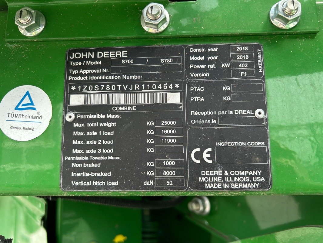 Mähdrescher des Typs John Deere S780 mit 630X Schneidwerk, Gebrauchtmaschine in Sittensen (Bild 28)