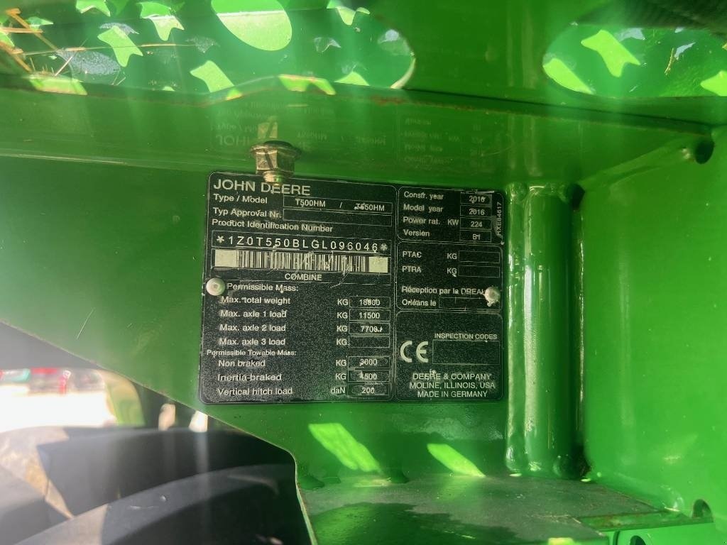 Mähdrescher typu John Deere T 550, Gebrauchtmaschine v Mern (Obrázek 13)