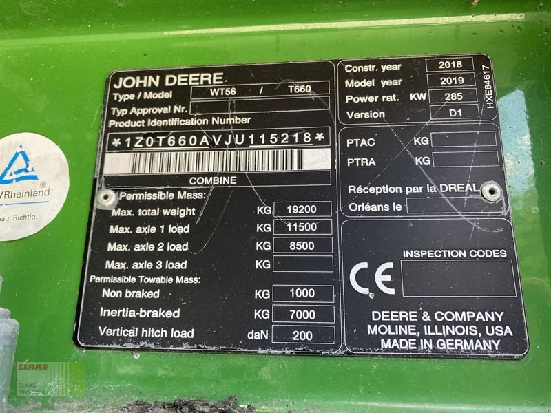 Mähdrescher des Typs John Deere T 660 i Auto Track SF1, Gebrauchtmaschine in Vohburg (Bild 26)