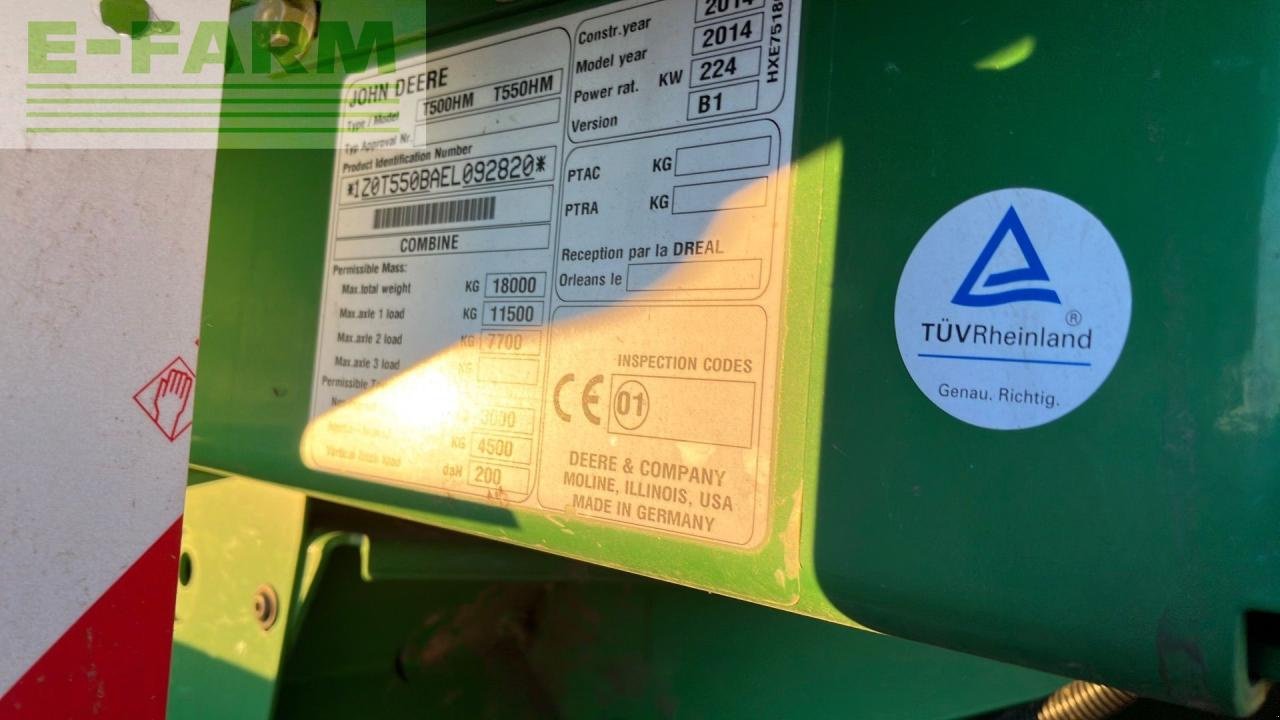 Mähdrescher des Typs John Deere T550 HM, Gebrauchtmaschine in REDLHAM (Bild 13)