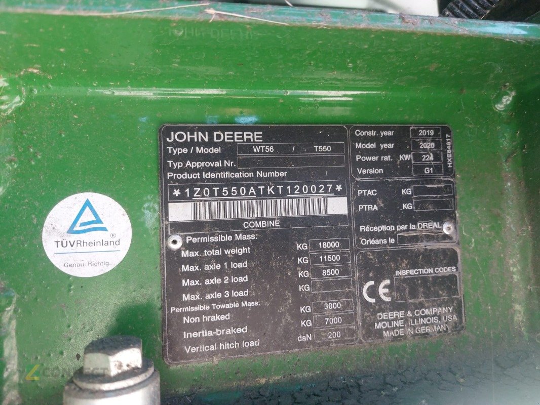 Mähdrescher типа John Deere T550, Gebrauchtmaschine в Gerichshain (Фотография 10)