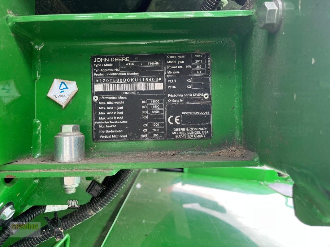 Mähdrescher typu John Deere T560i HM ProDrive 40Km/h inkl. John Deere 625X, Gebrauchtmaschine v Euskirchen (Obrázek 27)
