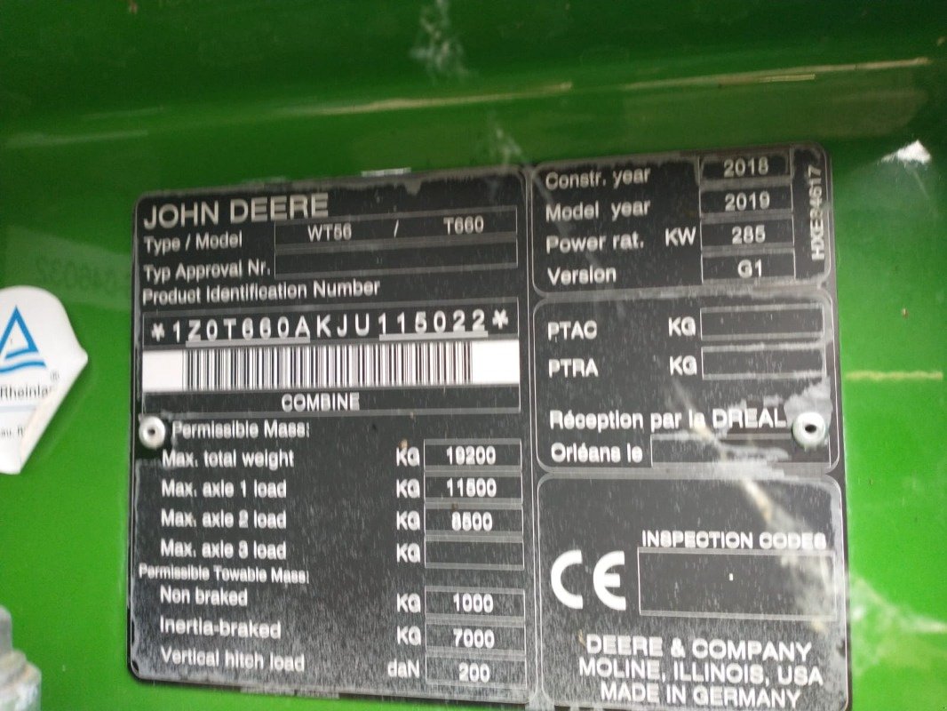 Mähdrescher typu John Deere T660 MY18 ProD 20, Gebrauchtmaschine v Plau am See / OT Klebe (Obrázek 8)