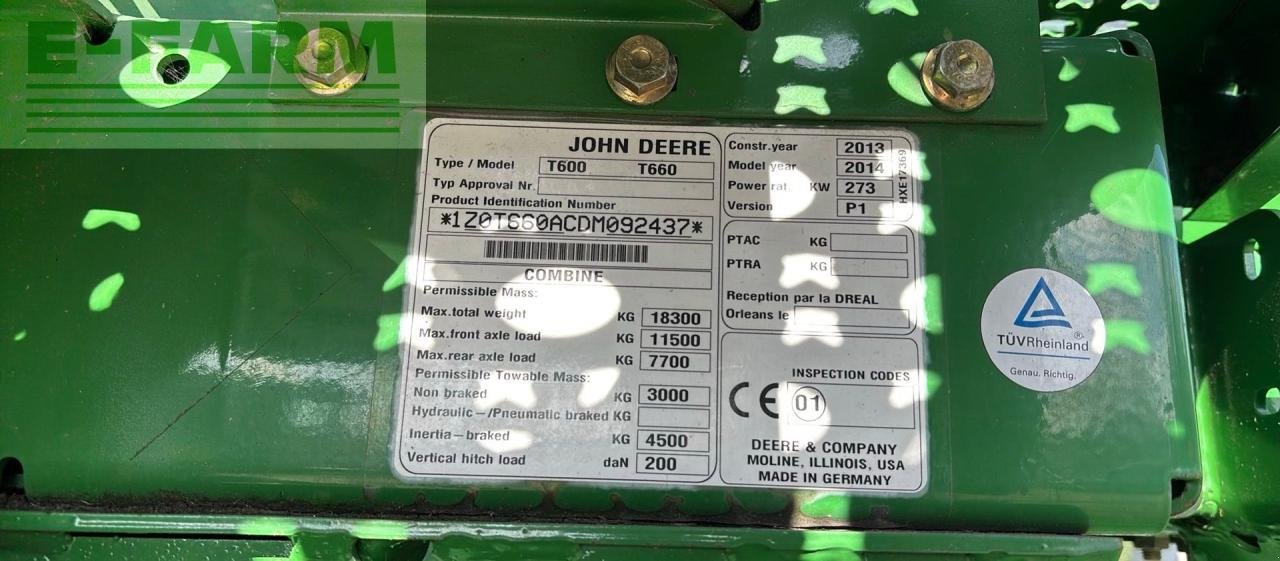 Mähdrescher типа John Deere T660, Gebrauchtmaschine в Marxen (Фотография 12)
