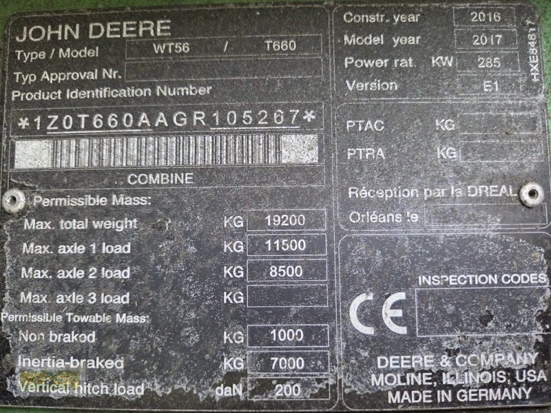 Mähdrescher za tip John Deere T660, Gebrauchtmaschine u Grabow (Slika 3)