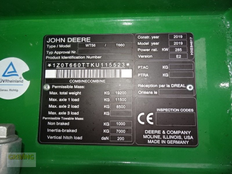 Mähdrescher des Typs John Deere T660i ProDrive 30 km/h inkl. John Deere 625R, Gebrauchtmaschine in Greven (Bild 15)