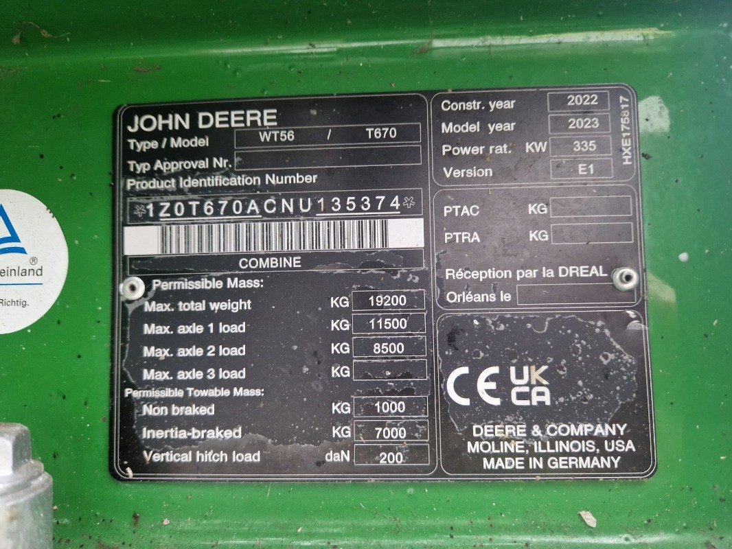 Mähdrescher typu John Deere T670 MY23 ProD 30, Gebrauchtmaschine v Neubrandenburg (Obrázok 17)