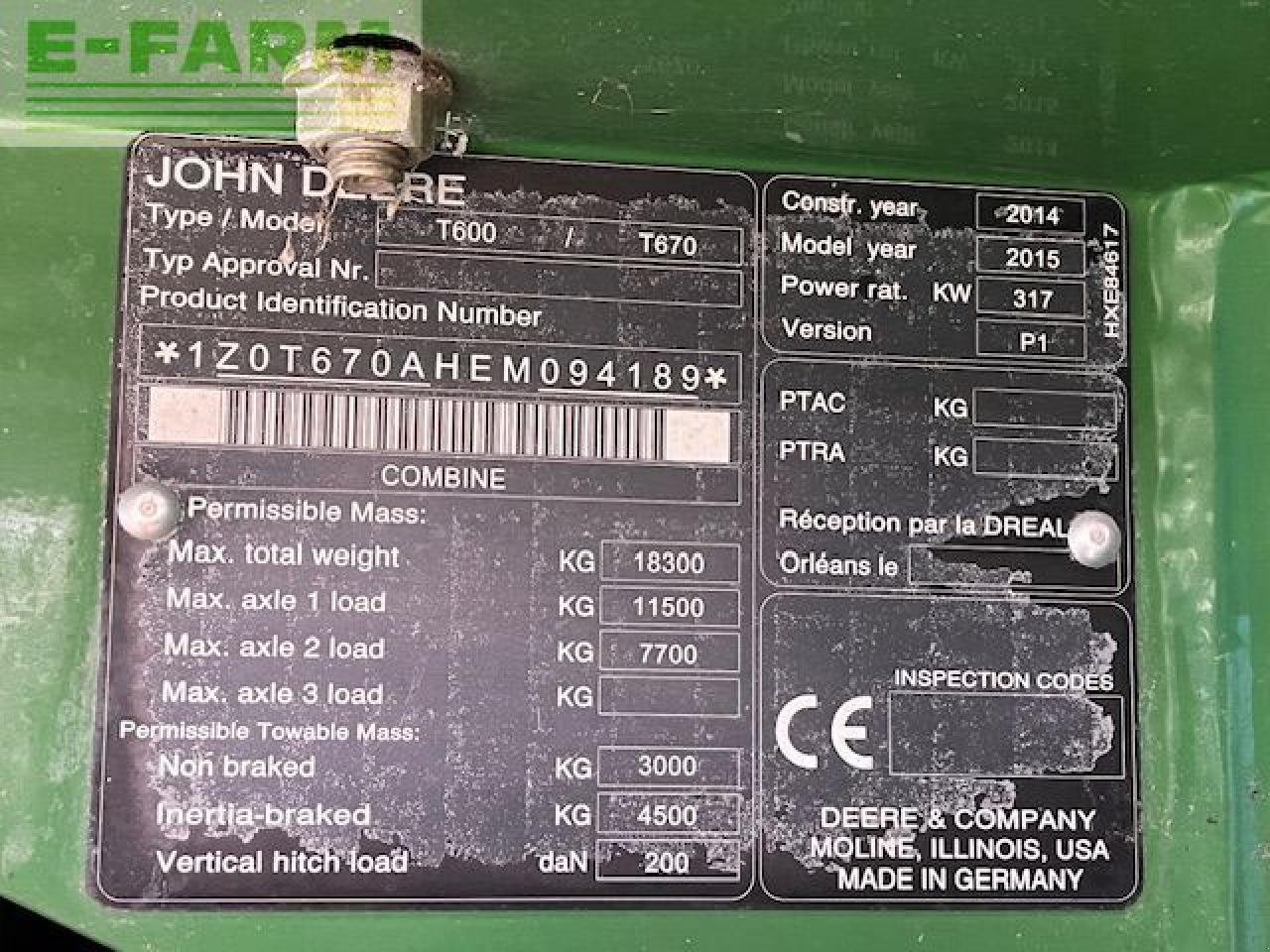 Mähdrescher typu John Deere T670, Gebrauchtmaschine v Hamburg (Obrázek 16)