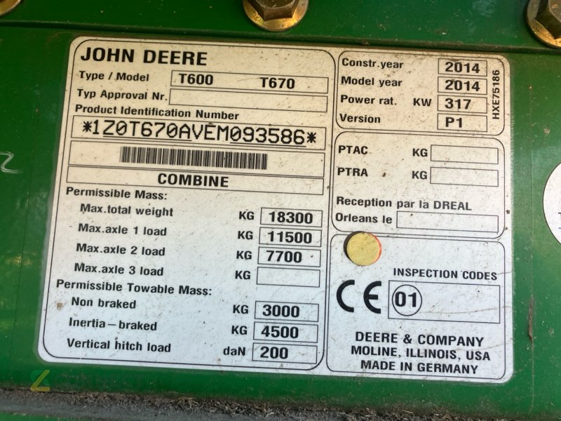 Mähdrescher tipa John Deere T670i mit 630X Schneidwerk, Gebrauchtmaschine u Jahnatal (Slika 9)