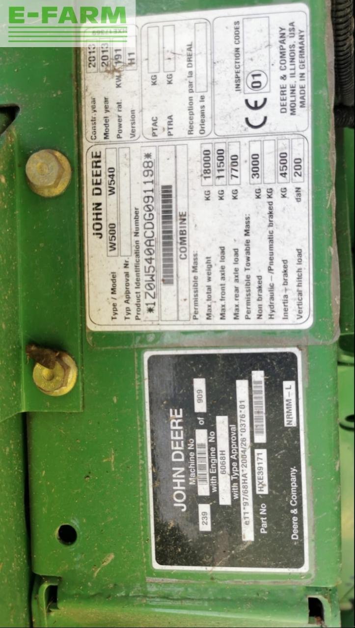 Mähdrescher of the type John Deere W540, Gebrauchtmaschine in Hamburg (Picture 13)