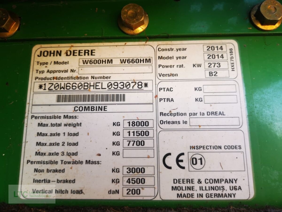 Mähdrescher del tipo John Deere W660 Hillmaster, Gebrauchtmaschine en Großpetersdorf (Imagen 10)