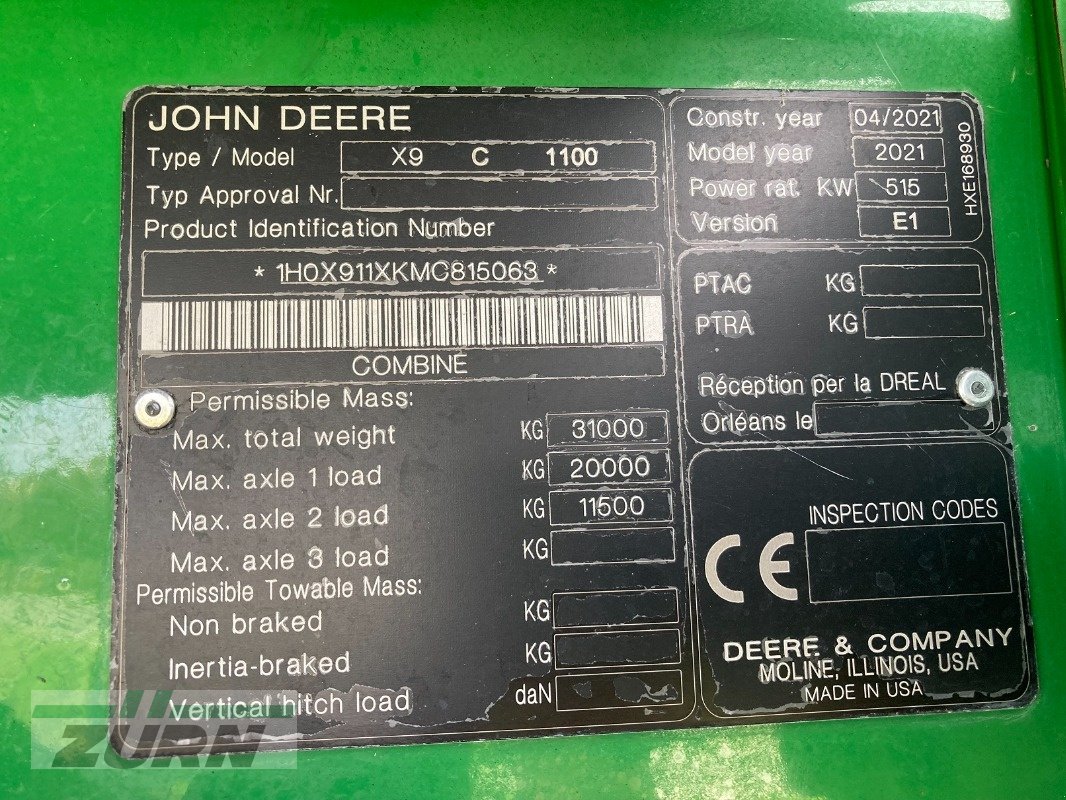 Mähdrescher типа John Deere X9 1100, Neumaschine в Inneringen (Фотография 12)