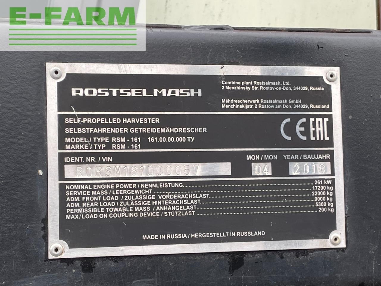 Mähdrescher des Typs Rostselmash RSM 161, Gebrauchtmaschine in Hamburg (Bild 11)