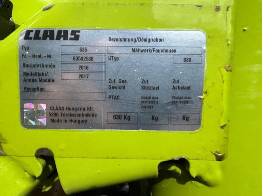 Mähwerk a típus CLAAS 635, Gebrauchtmaschine ekkor: Henau (Kép 2)