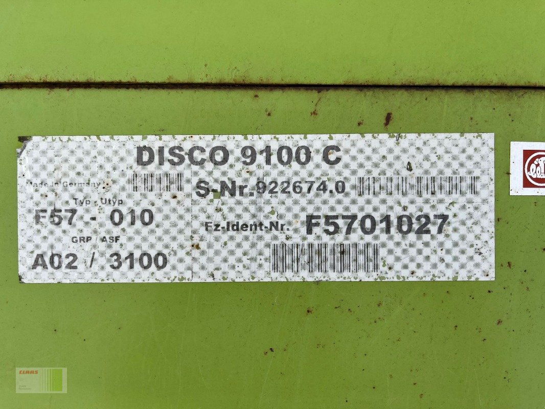 Mähwerk типа CLAAS DISCO 9100 C CONTOUR, Gebrauchtmaschine в Risum-Lindholm (Фотография 12)