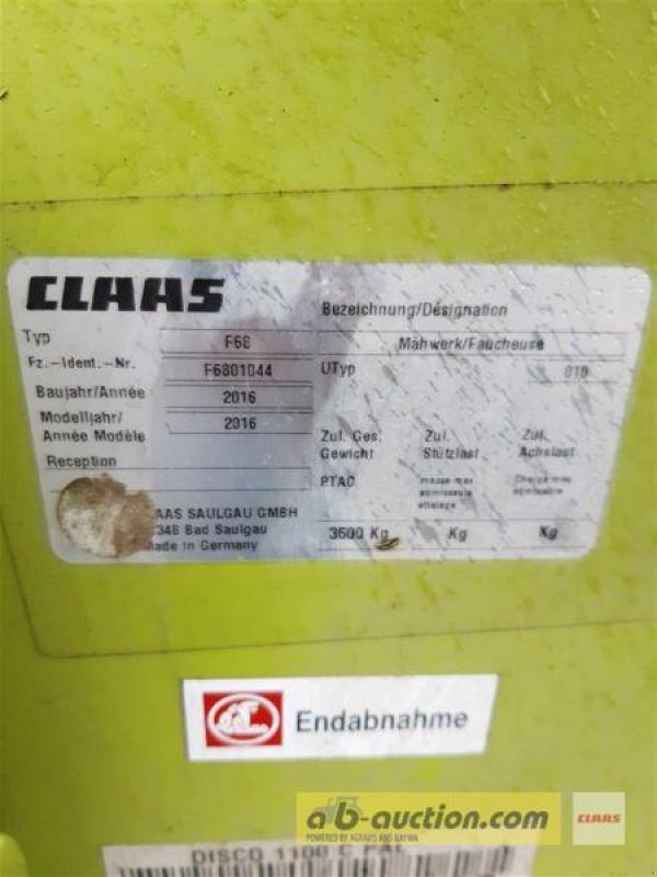 Mähwerk от тип CLAAS MÄHWERK DISCO 1100 C + 3200 FC, Gebrauchtmaschine в Grimma (Снимка 3)