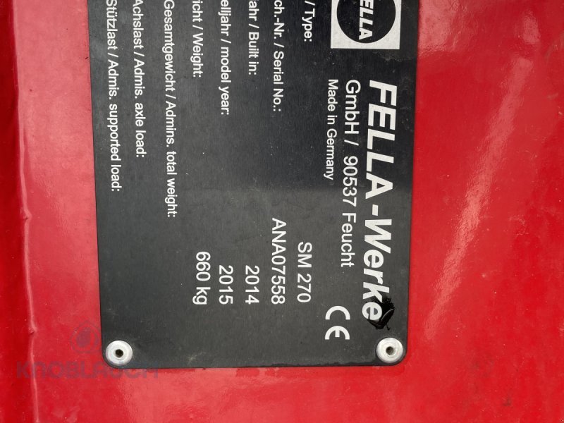 Mähwerk типа Fella SM 270, Gebrauchtmaschine в Ringsheim (Фотография 3)