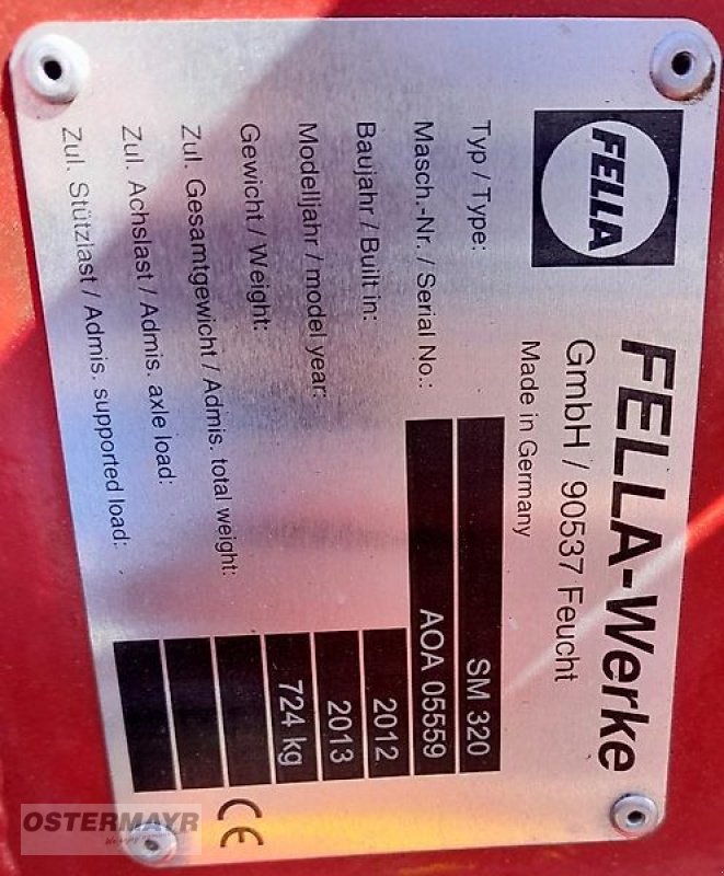 Mähwerk типа Fella SM 320, Gebrauchtmaschine в Rohr (Фотография 6)