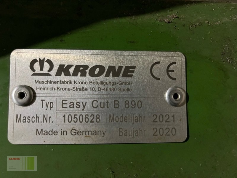 Mähwerk typu Krone Easy Cut B 890, Gebrauchtmaschine v Risum-Lindholm (Obrázek 3)